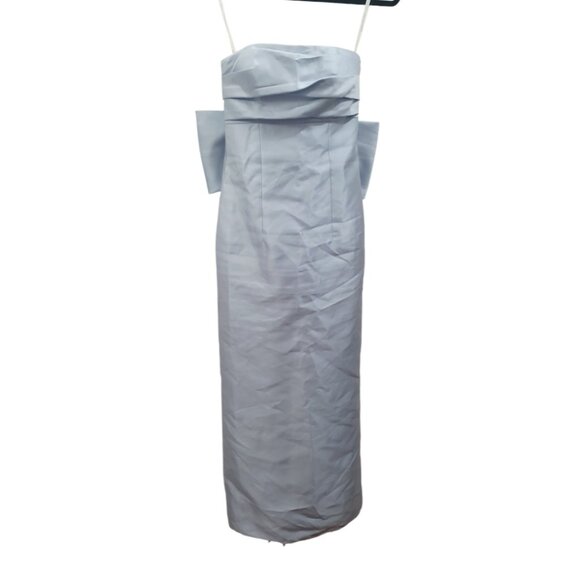 Alfred Sung Evergreen Strapless Bow Back Satin Column Gown Size 10 $289 D856 - Picture 4 of 11